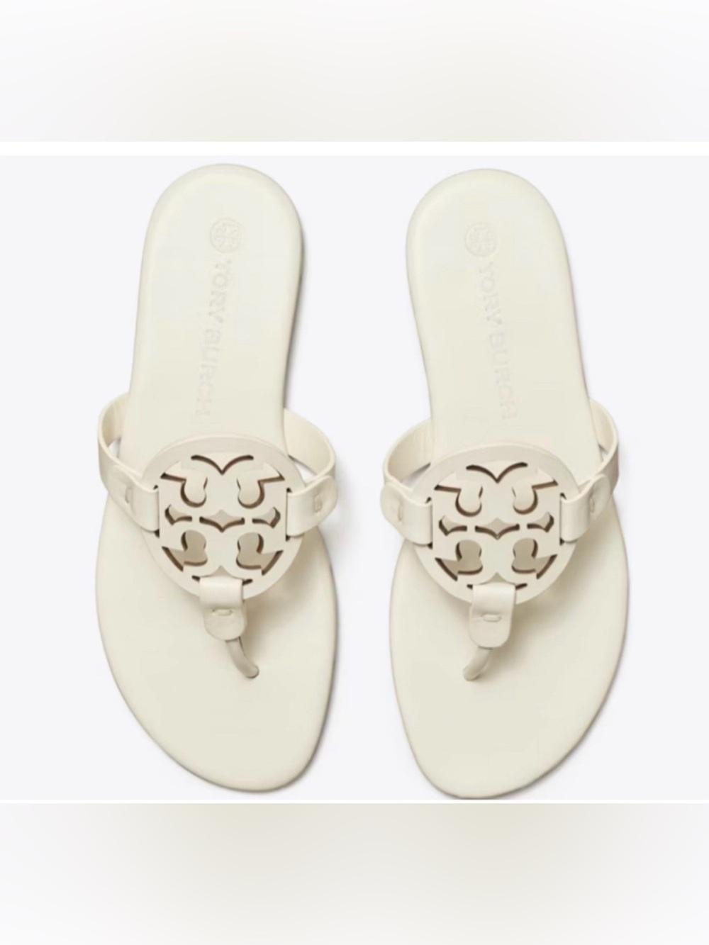 Tory Burch Miller Calf Leather Thong Sandal White Color